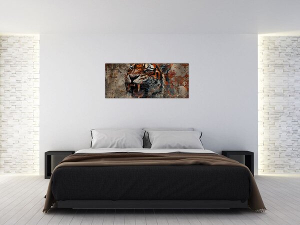 Tablou - Tigru din Cărămizi (120x50 cm)