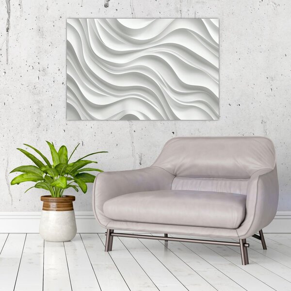 Tablou - Valuri Albe 3D (90x60 cm)