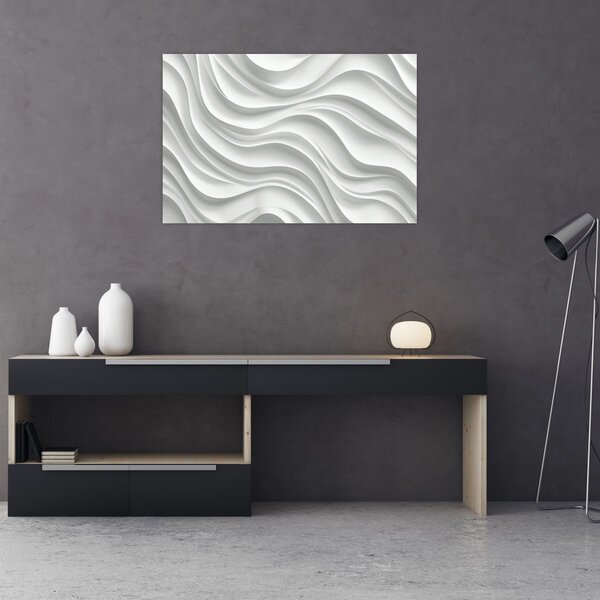 Tablou - Valuri Albe 3D (90x60 cm)