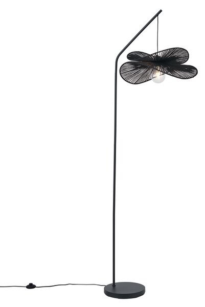 Lampă de podea Art Deco neagră cu abajur negru - Nest