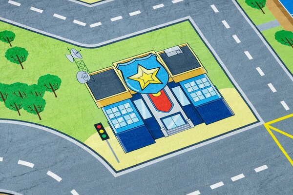 BAMBINO 9028 covor lavabil Oraș, străzi pentru copii anti-alunecare - verde / gri