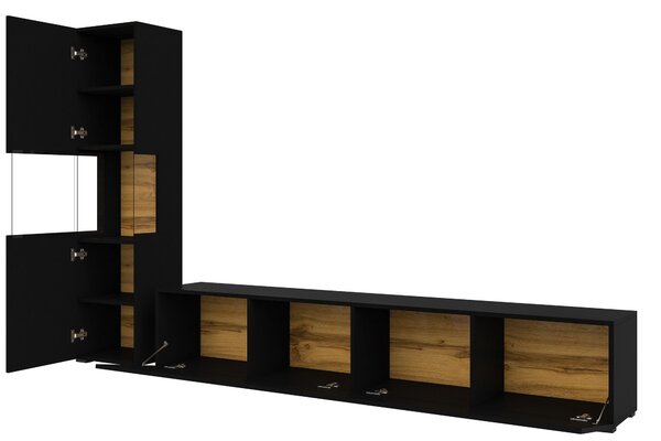 Mobilier living Avernic Typ 09 (onyx negru + stejar wotan). Promo -15%. 1042063