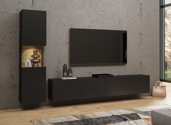 Mobilier living Avernic Typ 09 (onyx negru + stejar wotan). Promo -15%. 1042063