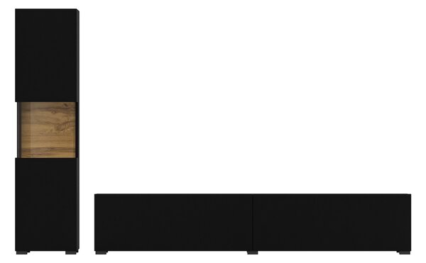 Mobilier living Avernic Typ 09 (onyx negru + stejar wotan). Promo -15%. 1042063