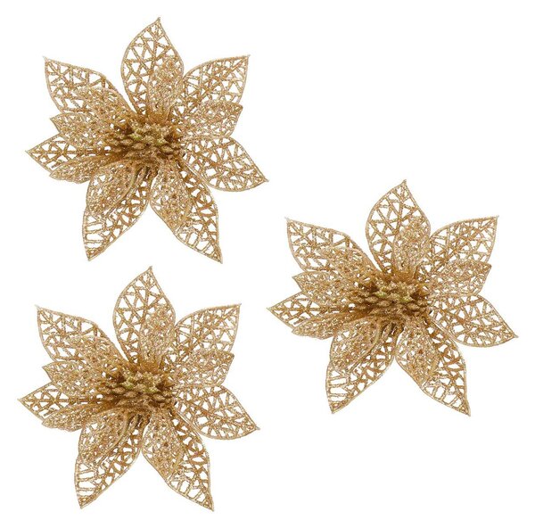 Set 3 ornamente brad Craciun Steaua Bethleemului auriu, 10x10 cm
