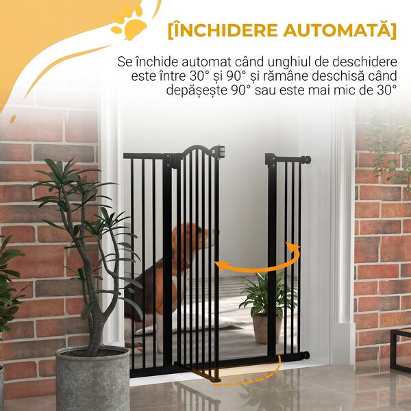 PawHut Poartă Extensibilă pentru Câini fără Șuruburi, Poartă de Siguranță Reglabilă, 94-100x94 cm, Negru | Aosom Romania
