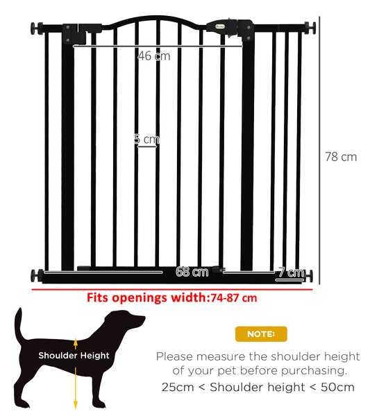 PawHut Poartă Extensibilă pentru Câini fără Șuruburi, Poartă de Siguranță Reglabilă, 94-100x94 cm, Negru | Aosom Romania
