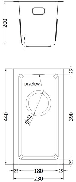 Chiuvetă Mexen Trixo, din oțel inoxidabil cu 1 cuvă, 230 x 440 mm, cupru periat, model fagure, 6411221000-65HC