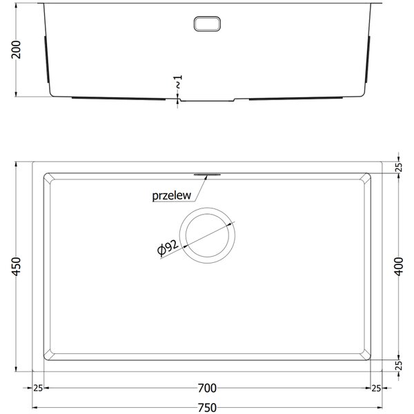 Chiuvetă Mexen Trixo, din oțel inoxidabil cu 1 cuvă, 750 x 440 mm, cupru periat, 6415751000-65