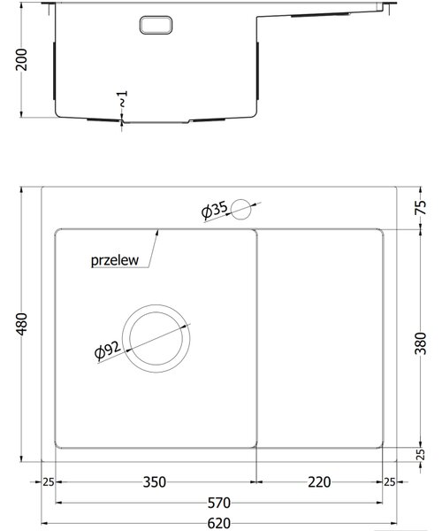 Chiuvetă Mexen Exar, din oțel inoxidabil cu 1 cuvă și scurgător, stânga, 620 x 480 mm, cupru periat, 6431621005L-65