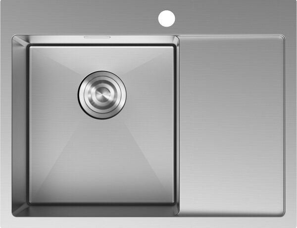 Chiuvetă Mexen Exar, din oțel inoxidabil cu 1 cuvă și scurgător, stânga, 620 x 480 mm, oțel periat, 6431621005L-01