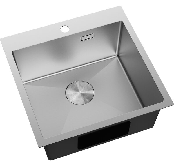 Chiuvetă Mexen Solix, din oțel inoxidabil cu 1 compartiment, 500 x 500 mm, oțel periat, 6407501000-01