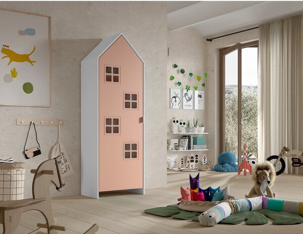 Șifonier pentru copii din lemn de pin alb-roz 37x172 cm Casami Bruges – Vipack