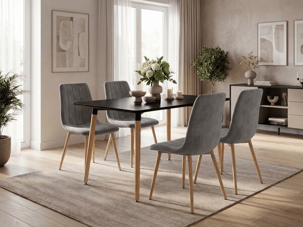 Scaun din catifea gri LAVA PEWTER GREY