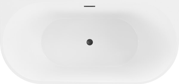 Mexen Oval cadă independentă pe perete 180 x 80 cm, albă, preaplin negru - 52671808000-70