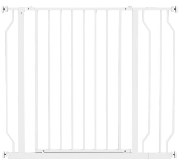PawHut Poartă pentru Câini, Barieră Largă pentru Scări cu Ușă, 76x75-95 cm, Alb | Aosom Romania