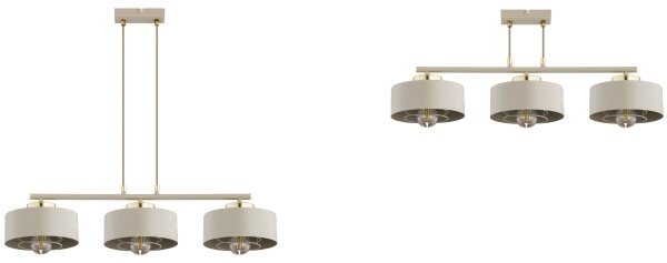 Brilagi - Lustră suspendată pe cablu SPRING 3xE27/60W/230V bej/auriu