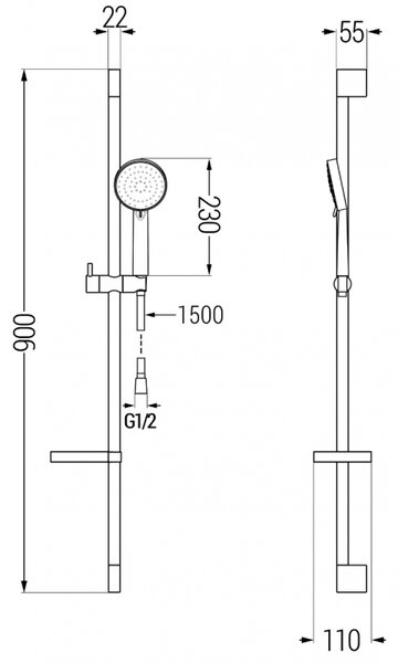 Mexen Kama DS75 set pentru cadă, crom - 72513DS75-00