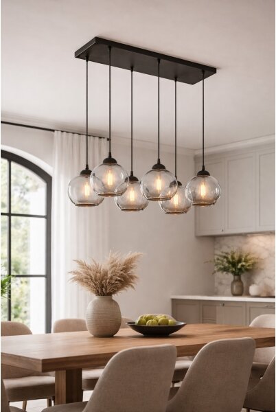 Brilagi - Lustră pe cablu DIOR 6xE27/60W/230V negru/gri fumuriu