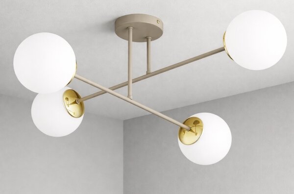 Brilagi - Plafonieră aplicată MILO ECRU 4xE27/60W/230V bej/auriu