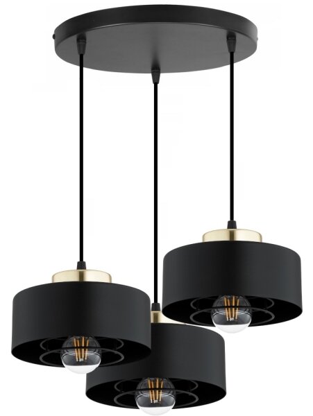 Brilagi - Lustră suspendată cu cablu SPRING 3xE27/60W/230V negru/auriu