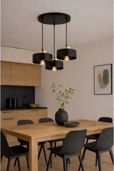 Brilagi - Lustră suspendată cu cablu SPRING 3xE27/60W/230V negru/auriu
