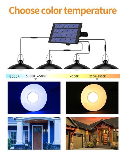 Lampa solara suspendata, telecomanda, 90 Lm/W