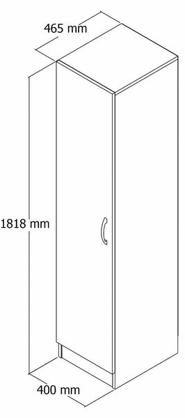 Dulap GRD0301, alb, PAL melaminat, cu o usa, 40x47x182 cm