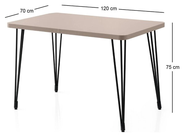 Masa LAGOS 1424, bej/negru, PAL melaminat/metal, 120x70x75 cm