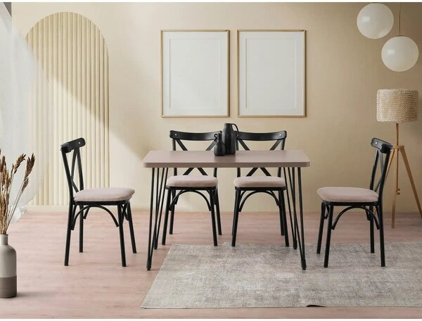 Masa LAGOS 1424, bej/negru, PAL melaminat/metal, 120x70x75 cm