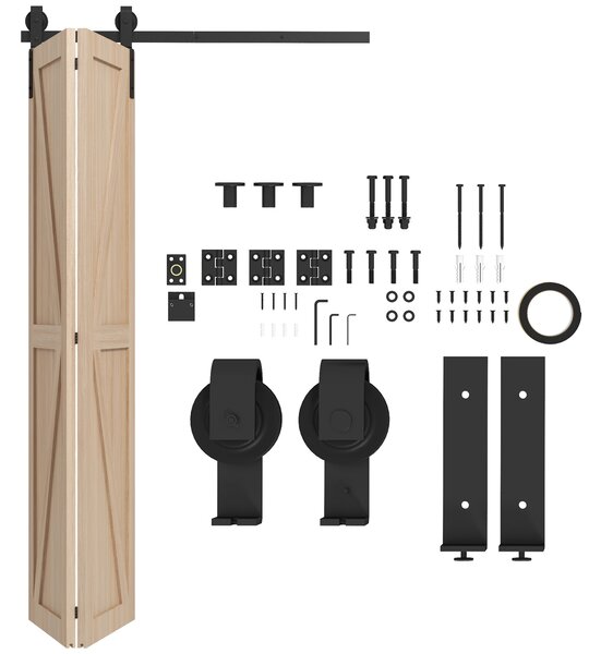 HOMCOM Set pentru Ușă Glisantă din Oțel Carbonat Negru 122x0.5x4 cm | Aosom Romania
