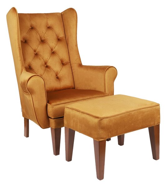 Set: Fotoliu Wingback Chesterfield + Taburet Wingback