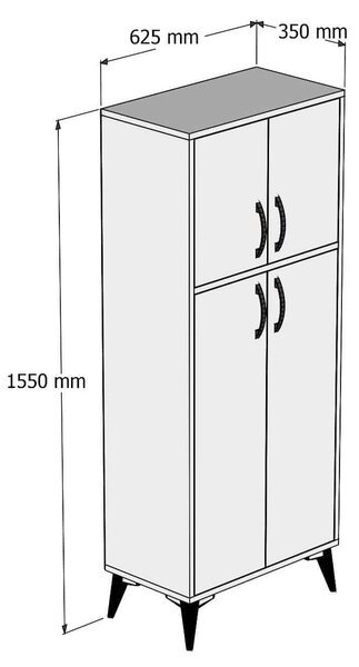 Dulap MDL0101, alb, PAL melaminat, cu 4 usi, 63x35x155 cm