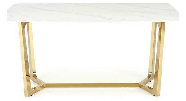 Masa CLEMENTE, alb/auriu, ceramica/metal, 160x90x76 cm
