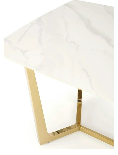 Masa CLEMENTE, alb/auriu, ceramica/metal, 160x90x76 cm