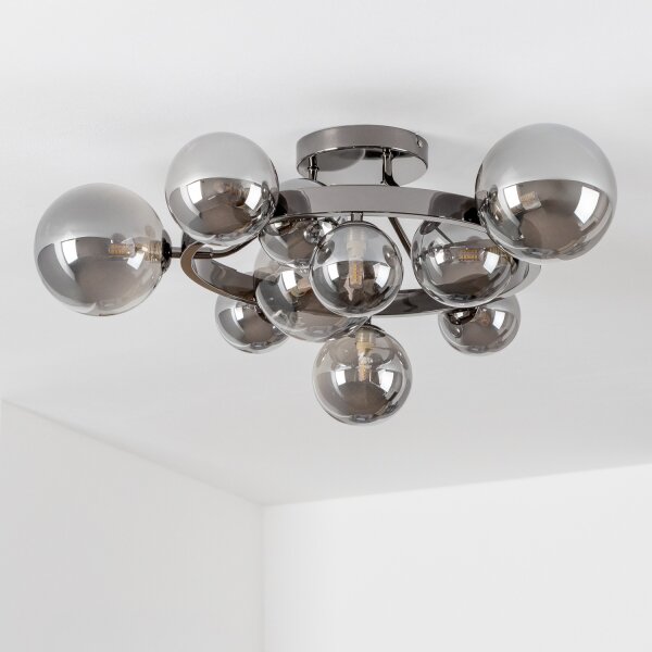 Brilagi - Lustră LED aplicată MILLA 10xG9/3W/230V crom negru/fumuriu