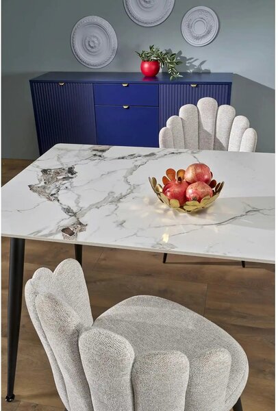 Masa EMILIO 120, alb/negru, ceramica/metal, 120x70x76 cm