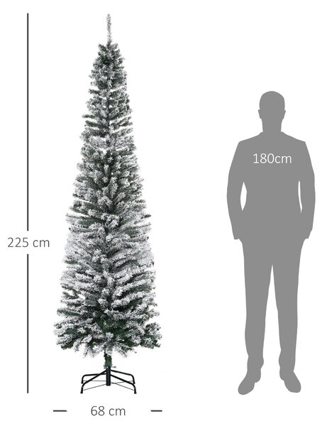 HOMCOM Brad de Crăciun Înzăpezit cu 738 de Ramuri și Bază din Oțel Ø68x225 cm | Aosom Romania