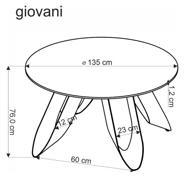 Masa GIOVANI, verde/negru, ceramica/metal, 135x135x76 cm