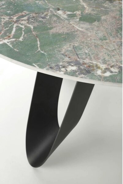 Masa GIOVANI, verde/negru, ceramica/metal, 135x135x76 cm