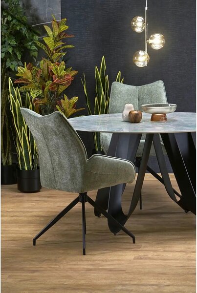 Masa GIOVANI, verde/negru, ceramica/metal, 135x135x76 cm
