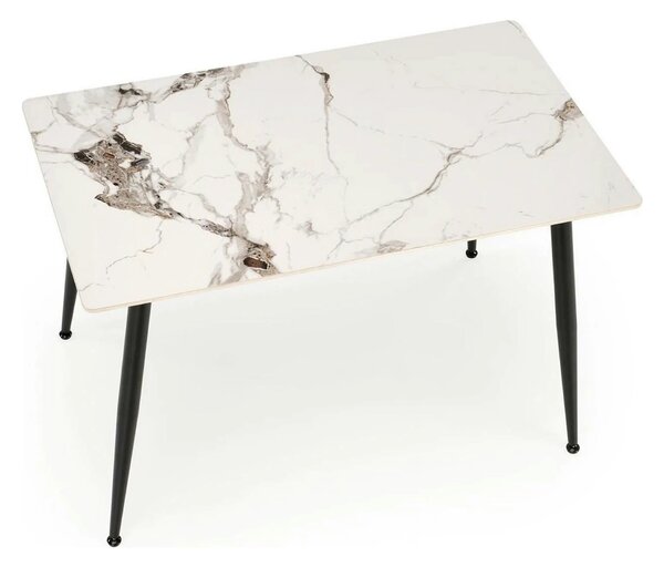 Masa EMILIO 120, alb/negru, ceramica/metal, 120x70x76 cm