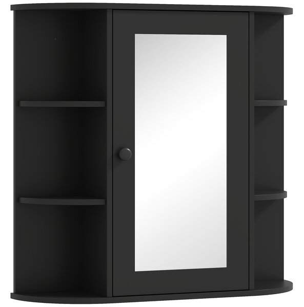 Homcom Dulapior Baie cu Oglinda – Lemn Alb 66×17×63 cm | Aosom Romania