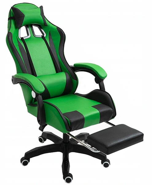 Scaun de gaming cu tetieră, negru-verde
