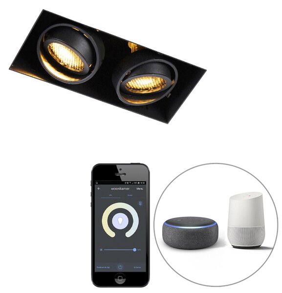 Smart inbouwspot zwart Trimless 2-lichts incl. Wifi GU10 - Oneon Honey