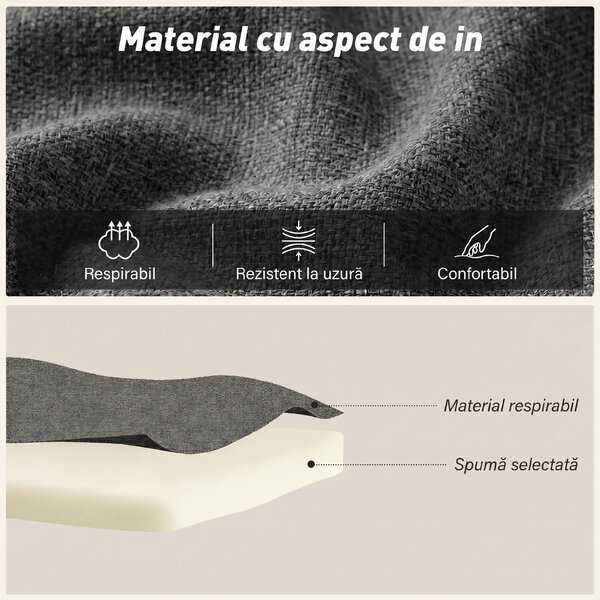 HOMCOM Fotoliu Pat Single 3 în 1 din Material Textil Tip In și Lemn cu Spătar Reclinabil, Pernă, Buzunare, Gri | Aosom Romania
