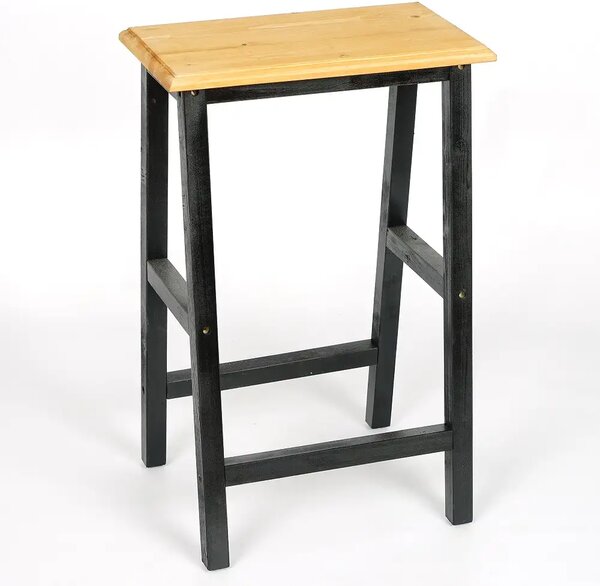 Scaun bar, taburet,William,din lemn,culoare negru si nuc,70 cm