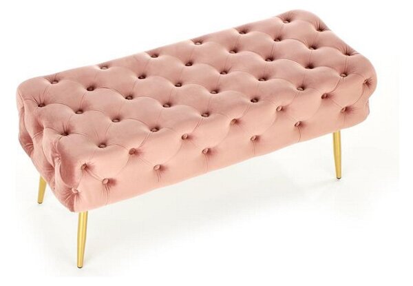 Bancuta ATHENA, roz/auriu, stofa catifelata, 100x45x40 cm
