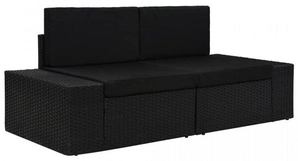 Canapea modulara cu 2 locuri, negru, poliratan - V49505V