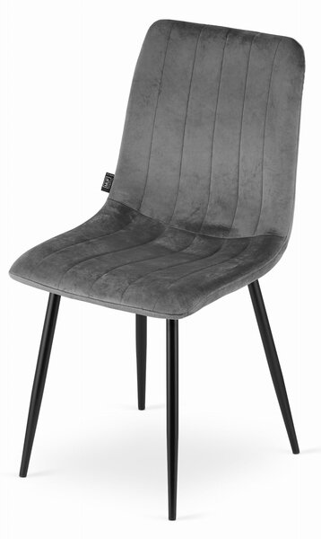 Oferta Scaun de catifea gri LAVA cu picioare negre II. calitate